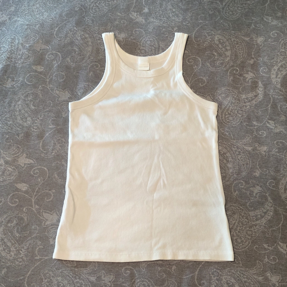 H&M Ribbed High neck Women's White Tank Top